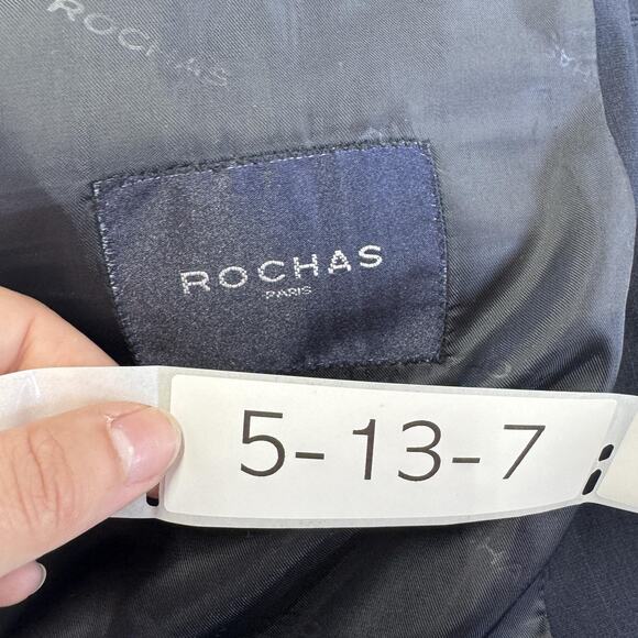 Rochas Blazer Mens 46R Navy Blue Wool Silk Blend Designer Classic Suit Jacket - Picture 3 of 9